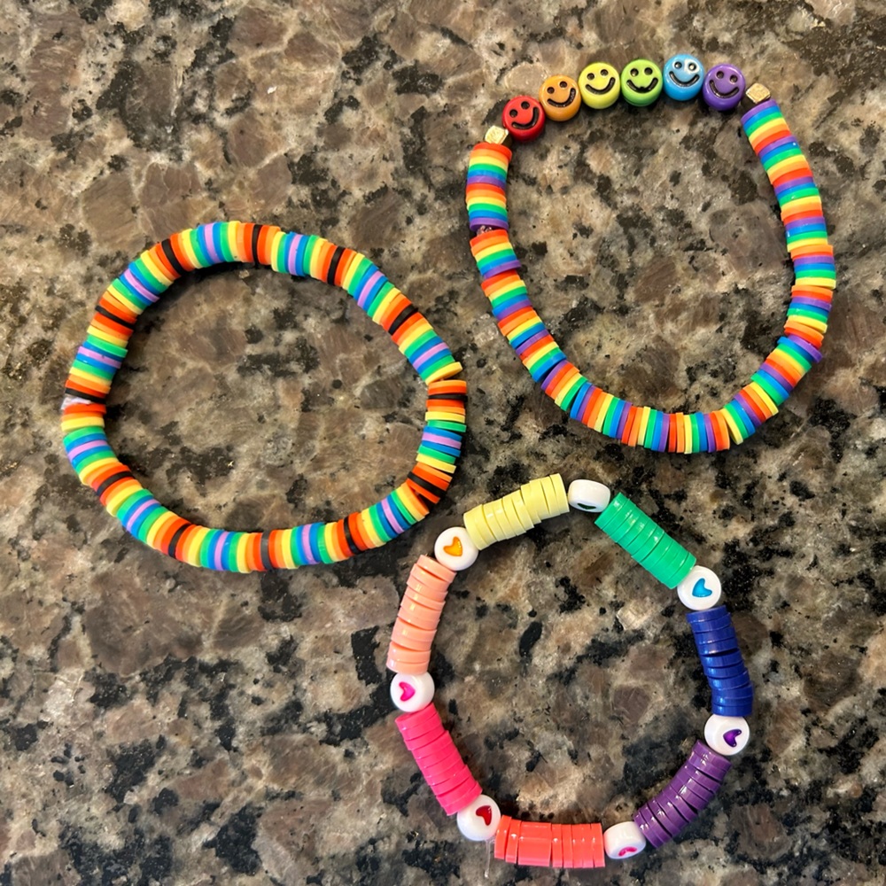 The rainbow pack- 3 clay bead bracelets